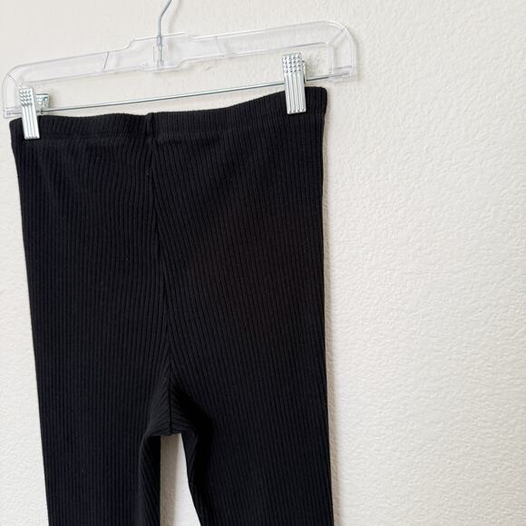 [Aerie] Black Kick It Ribbed Knit High Rise Flare Wide Leg Pants Pull On Small S - Picture 9 of 11